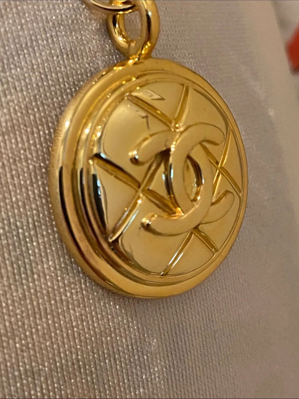 Link Gold /leather Chain And Chanel Coin Round Charm